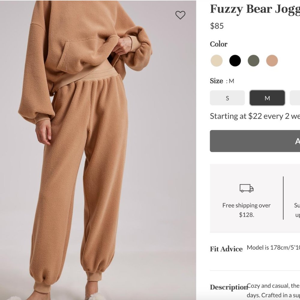 Nap Loungewear Fuzzy Bear Joggers, size L